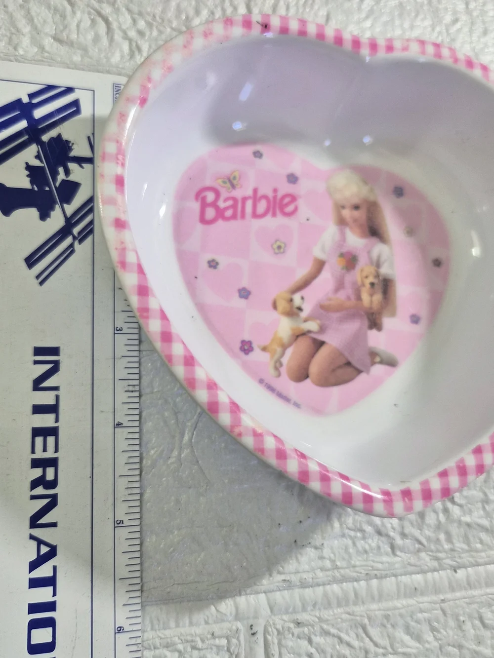 Vintage 1996 Barbie heart-shaped bowl made by Zak Designs for Mattel